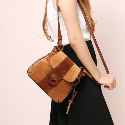 China Women shoulder bag Dreamtop DTD226 brown vintage sling girl bag genuine leather suede women shoulder bag for sale