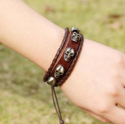 China JTB693 Guangzhou punk cow leather bracelet for man vintage real leather bracelet for sale