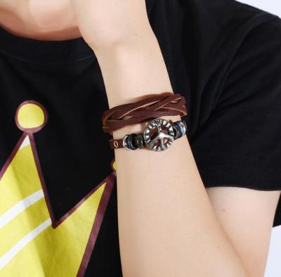 China Wholesale Punk Bracelet JTB721 Supplier In China Men's Vintage Braided Leather Bracelet Bangle for sale