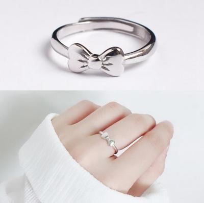 China Dreamtop DTS154 Fashion Style Cute Bowknot Punk Ring for Student Girls Sterling Silver Rings for Women 925 for sale