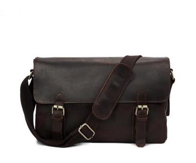 China Dreamtop DTC085 Comfortable Dark Coffee Vintage Leather Sling Messenger Bag Men for sale