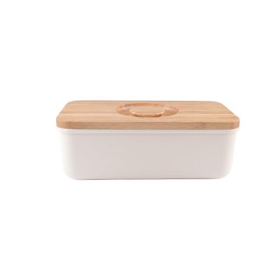 China Sustainable Plastic Bread Barrel Bread Storage Box Oval/Square Bamboo Box Lid for sale