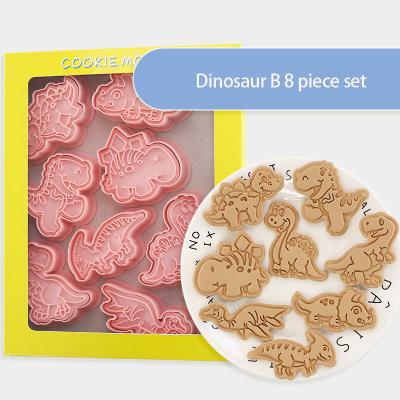 China Sustainable 6Pcs/8Pcs Dinosaur Cartoon Cookie Mold Kitchen Bake Fondant Three-Dimensional Biscuit Cookie Press Household 3D Baking Tools for sale