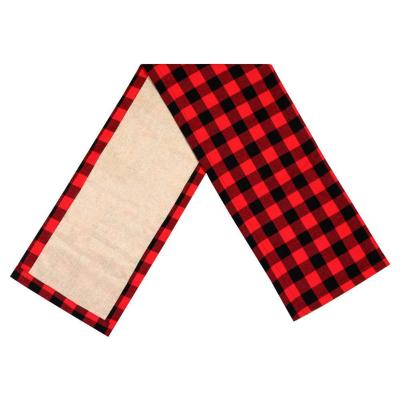 China Black Red Checkered Polyester Christmas Cotton Table Cloth Christmas Table Cloth Decoration for sale