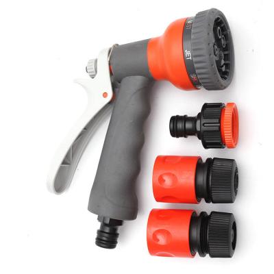 China Variable Flow Control 5 Function Garden Hose Water Spray Nozzle Gun Set Faucet Adapter With Soft Handle High Quality for sale