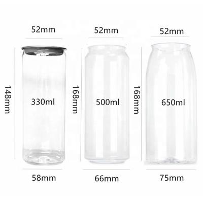 China High 20oz 650ml Plastic Sealed Bottle PET Logo Print Beverage Transparent Plastic Easy Open Box With Lids for sale