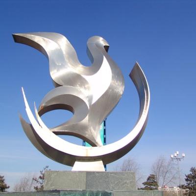 China Custom Modern Metal Bird Abstract Outdoor Garden Art Statue Stainless Steel Europe Sculpture for sale