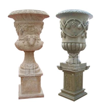 China EUROPEAN Chinese factory natural marble stone flower pots and planters with tall tall western stand flowerpot for sale for sale