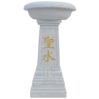 China Modern white marble font font hand carved for church stone font customized for sale