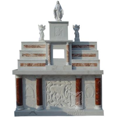 China Modern Luxurious Natural Marble Altar Stone Carved Large Altar Table For Cathedral Church Factory High Quality Customized for sale