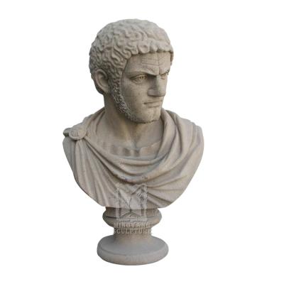 China European Natural Beige Marble Antique Famous People Male Bust Head Sculpture Roman Emperor Bust Statue Of Caracalla for sale