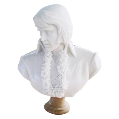 China Professional Stone Head Statue Famous Actor Elvis Presley Singer Bust Statue White Marble USA EUROPEAN Hand Carved for sale