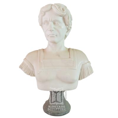 China EU Factory Wholesale Male Bust Sculpture Marble Stone Carved Head Roman Man Bust Statues Warrior Statuary for sale