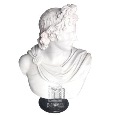 China EUROPEAN Bust Marble Statue of Apollo Male Head Sculpture Hand Carved Western Myth Young Man Statue Main Wholesale for sale