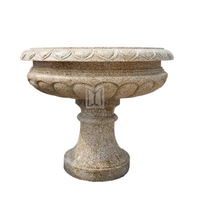 China TOP EUROPEAN natural stone flower pots granite flower pots with pedestal low price factory wholesale for outdoor decoration for sale