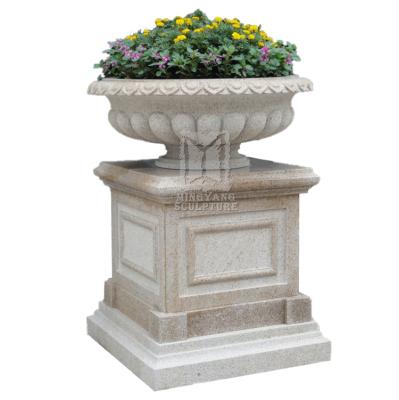 China Small concise marble stone granite flower pots planter factory direct selling price EUROPEAN outdoor best flower pot prices for sale