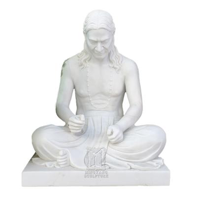 China Indian Traditional White Marble Buddha Statue Resting Large Stone Lord Shiva Statue For Garden Outdoor Naked Man Religious Buddha Sculpture for sale