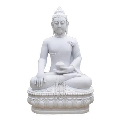 China Traditional White Marble Buddha Statue For Temple Traditional Oriental Buddha Resting Sakyamuni Sculpture Natural Stone Carved Big Size for sale