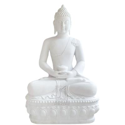 China Traditional Outdoor Antique Buddha Statues Garden Natural Stone Carved Buddha Statue White Marble Sculpture High Quality for sale