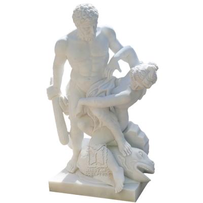 China Austria Modern Ancient Famous Sculpture Marble Stone Carved Hercules Statue Western Mighty Naked Man Hippolyta Naked Lady Statuary for sale