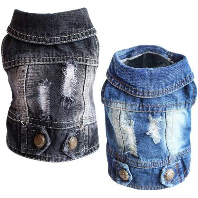 China Viable Wholesale Pet Jean Jacket Fashion Puppy Denim Dog Invest Small Dog Jean Jacket for sale