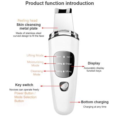 China DEEP CLEANSING Face Skin Scrubber USB Rechargeable Facial Vibration Blackhead Removal Exfoliating Ultrasonic Pore Remover Skin Scrubber for sale