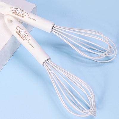 China CHEFMADE Kitchen Ware Cute White Sustainable Easy Silicone Hand Held Egg Beater With Plastic Handle for sale