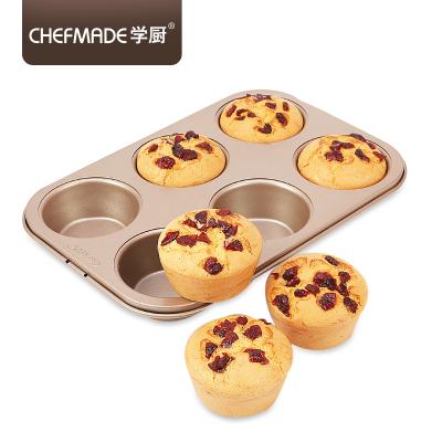 China CHEFMADE 6 Cup Food Grade Bakeware Creative Viable Safe Pan Around Cake Pan Mold Muffin Pan for sale