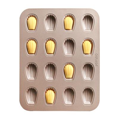 China CHEFMADE Viable Mini Madeleine Mold 16-Cavity Shell Bakeware Oval Tiny 16-Cup Non-Stick Madeleine Cake Pan for sale