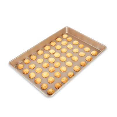 China CHEFMADE Aluminuted Viable Steel Stick Non Coating Champagne Gold Deep Rectangle Baking Tray For Long Baking In The Oven for sale