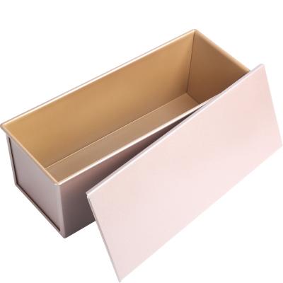 China CHEFMADE Toast Box Aluminuted Sustainable Steel Champagne Gold 1000G Non Stick Corrugated French Bread Pan With Lid Bagguette Loaf Cover for sale