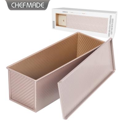 China CHEFMADE CM6010 Commercial Viable Dough 1200G Capacity Stick Rectangle Non Corrugated Pullman Bread Tray Toast Box Loaf Pan With Cover for sale