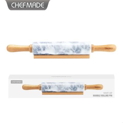 China CHEFMADE Sustainable Eco Friendly Kitchen Tool Handle Marble Base Baking Wood Rolling Pin With Wood for sale