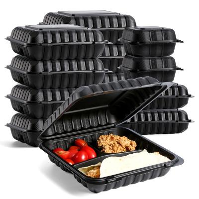 China Walson MFPP Microwavable Manufacturer Logo Custom To Go Wholesale 3 Compartment Reusable Plastic Food Packaging Take Out Containers for sale