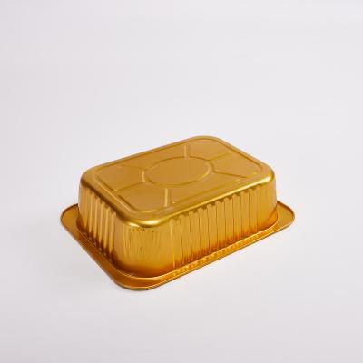 China Eco-friendly Walson Gold Casserole Food Grade Foil Fast Food Disposable Container Aluminum Foil In Cake Trays Take Out Boxes for sale