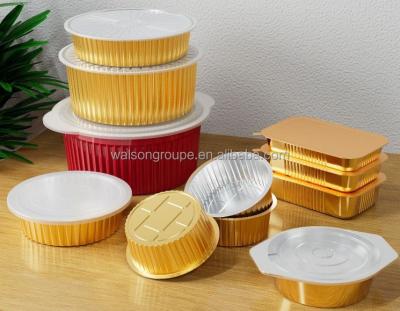 China Food Grade Eco-friendly Walson Customize Logo Restaurant Disposable Fast Food Storage Foil Trays Aluminum Foil Jar For Supply for sale