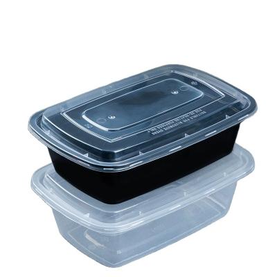 China Walson 26oz BPA Free Disposable Reusable Restaurant Food Container Plastic Rectangular Box With Clear Lid for sale