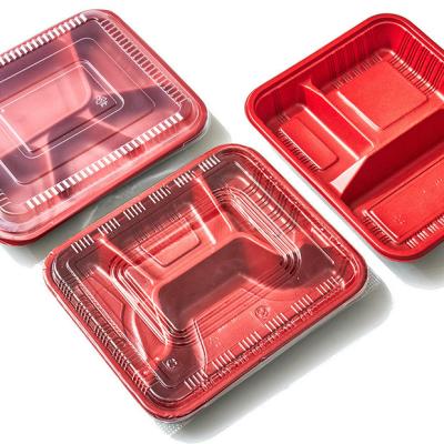 China Disposable Disposable Plastic Food Containers With Lid Plastic Food Containers With Lid 2 Compartment Plastic Food Take Out Containers for sale