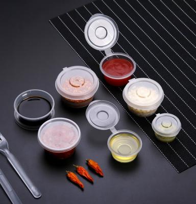 China Small Cups Single Wall Disposable Portable Plastic Food Sauce Containers Package Plastic Sauce Cup for sale