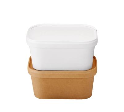 China Walson Biodegradable New Product Kraft Paper Disposable Rectangular Fast Food Container In Hot Sale for sale