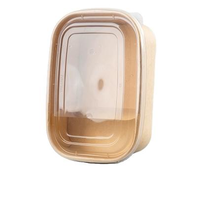 China Walson 880ML Biodegradable Rectangular Leak Proof Fast Food Wrapping Paper Packing Meal Box With PP Lid for sale