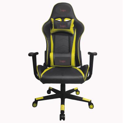 China Wholesale Price Adjustable Black Yellow PU Leather (Height) Adult Chair And Fabric Gaming Chair With Neck And Waist Pillows For Home for sale