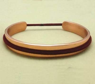 China Health Bracelet Men's Rubber Bracelets Copper Bracelet With A Groove In The Center for sale