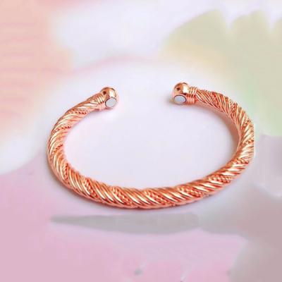 China Health Bracelet Wholesale Women's Design Twisted Magnetic Copper Bracelet for Rheumatic Arthritis for sale