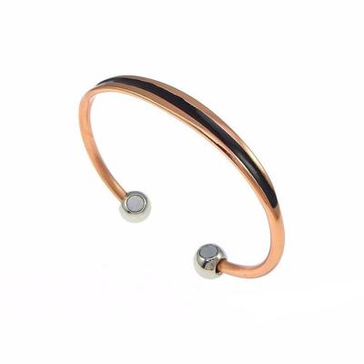 China Health Bracelet Ladies Style Solid 100% Pure Copper Bracelet With Ball Ends Magnets for sale