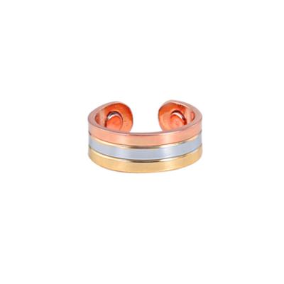 China Magnetic Copper Ring Wholesale Heart Jewelry Health Tone Ring Two Tone Band Silver / Goldtone for sale