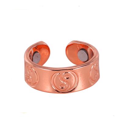 China Ring fashion copper yin and yang pattern magnetic copper cuff ring with magnets for sale