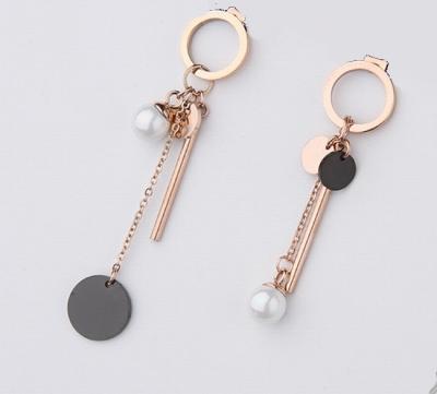 China Fashionable Simple Round Pearl Stone Zircon Earring Tags Korean Designs for sale