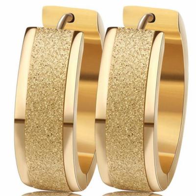 China Cheap Men's Gold Stainless Steel Circle Fashion Hoop Earrings Printing Jewelry for sale