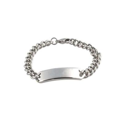 China Ladie Engraved Silver Stainless Steel Restriction Link ID Bracelet Personalized Logo Bracelet for sale